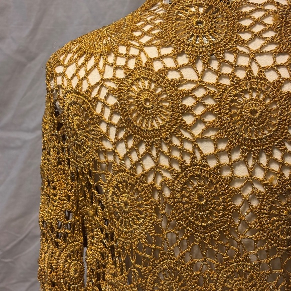 Joseph A Metallic Gold Crochet Cardigan – Size Small - Picture 5 of 10